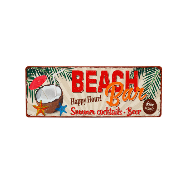 Beach Bar Decorative Rectangular Wall Sign Plaque | 40 x 15cm