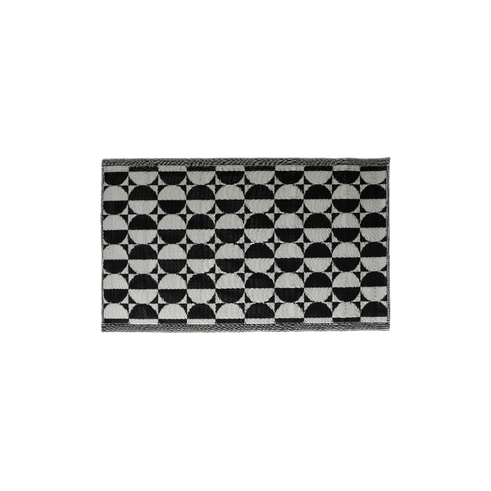 Black and White Circle Pattern Floor Mat | 90 x 150, Rectangular