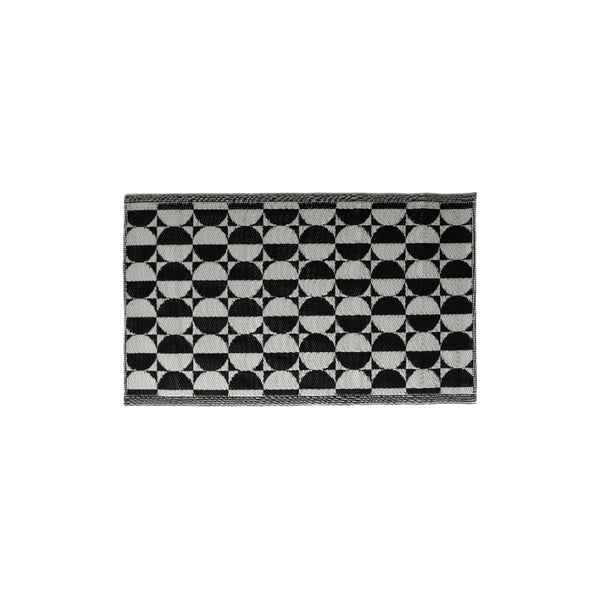 Black and White Circle Pattern Floor Mat | 90 x 150, Rectangular