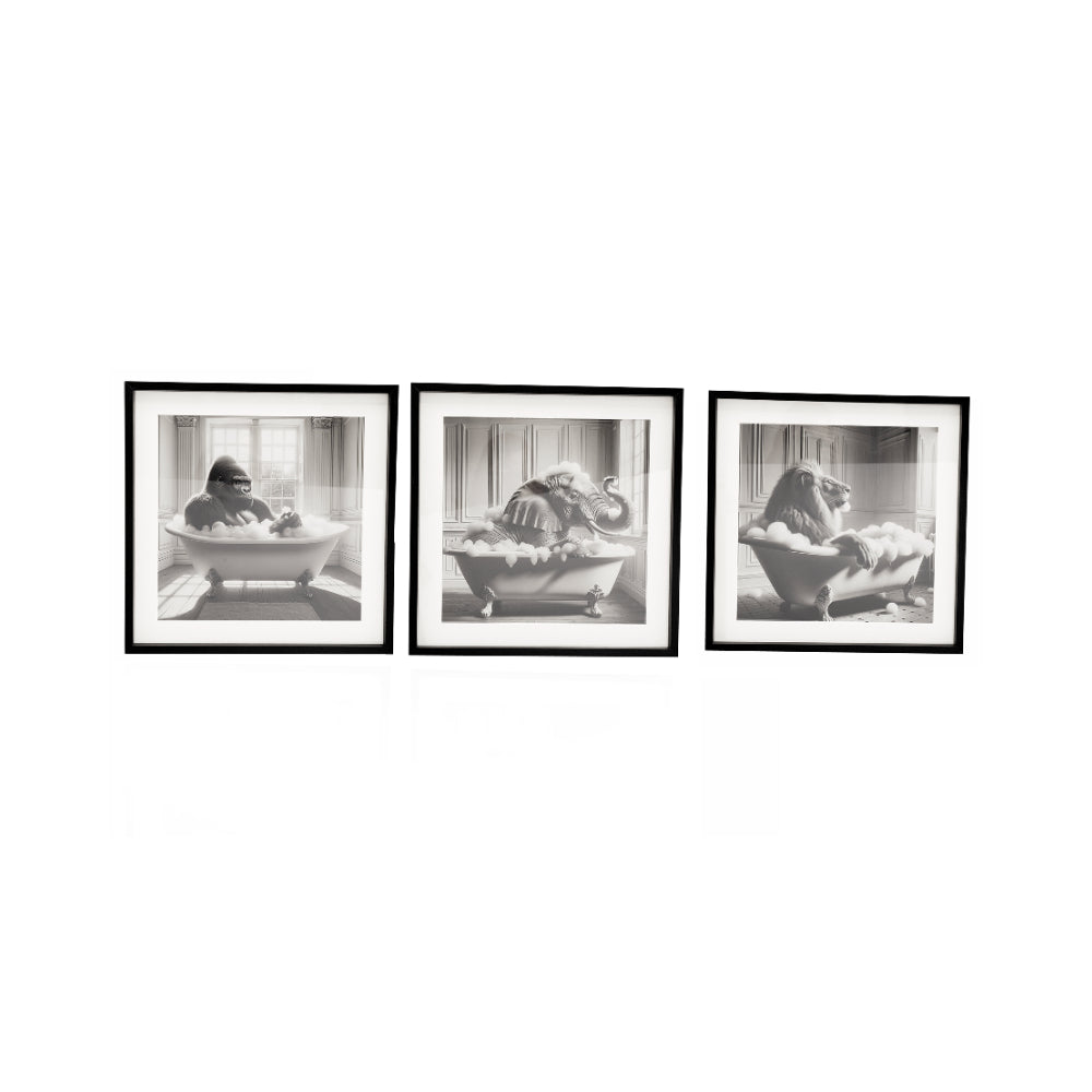 Animal Bath Bathroom Framed Wall Art Picture Print | 40 x 40