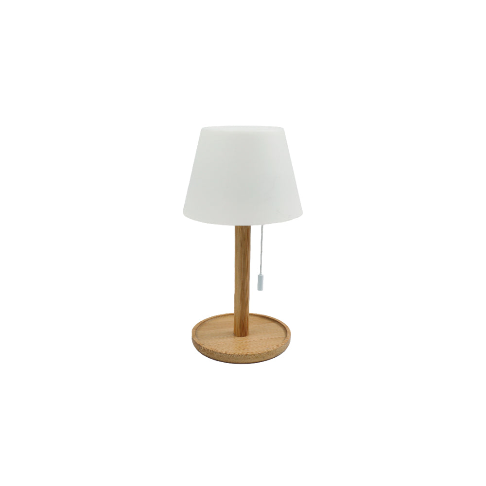 Pullstring Flute-Style LED Table Lamp | 28 cm Tall, Fluted Column
