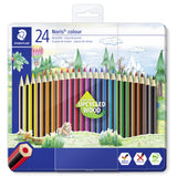 Staedtler Noris Colour Tin of 24 Colouring Pencils | Break-Resistant Lead