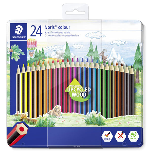 Staedtler Noris Colour Tin of 24 Colouring Pencils | Break-Resistant Lead