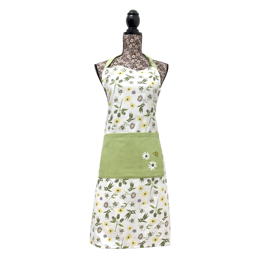 Country Club Floral Bee Apron - Adjustable Neck Pocket