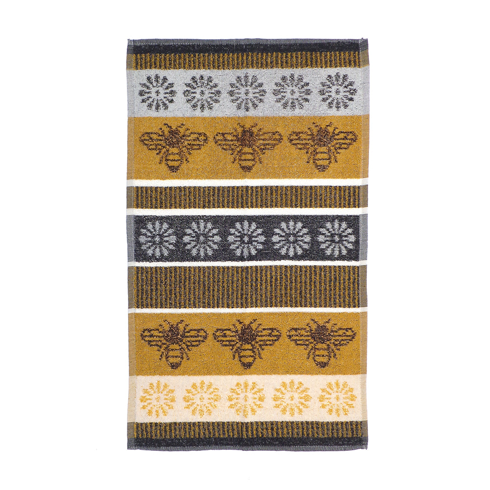 Country Club Bee and Floral Jacquard Tea Towels | Pack of 2, Mustard
