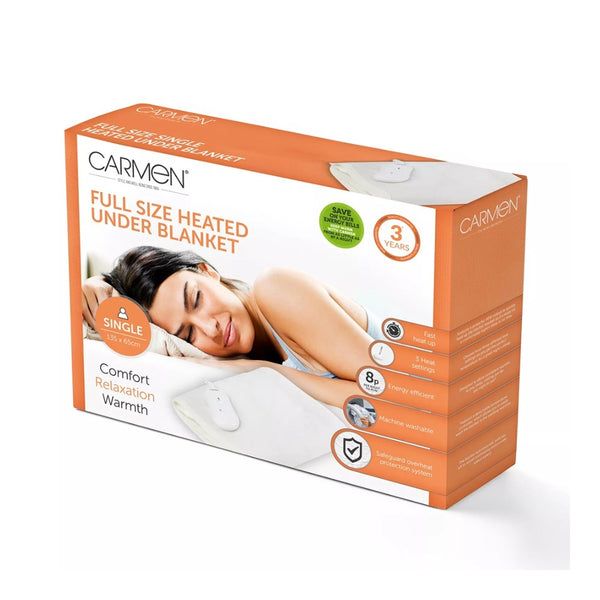 Single Heated Underblanket Electric Blanket | 135 x 65 cm, 3 Heat Settings