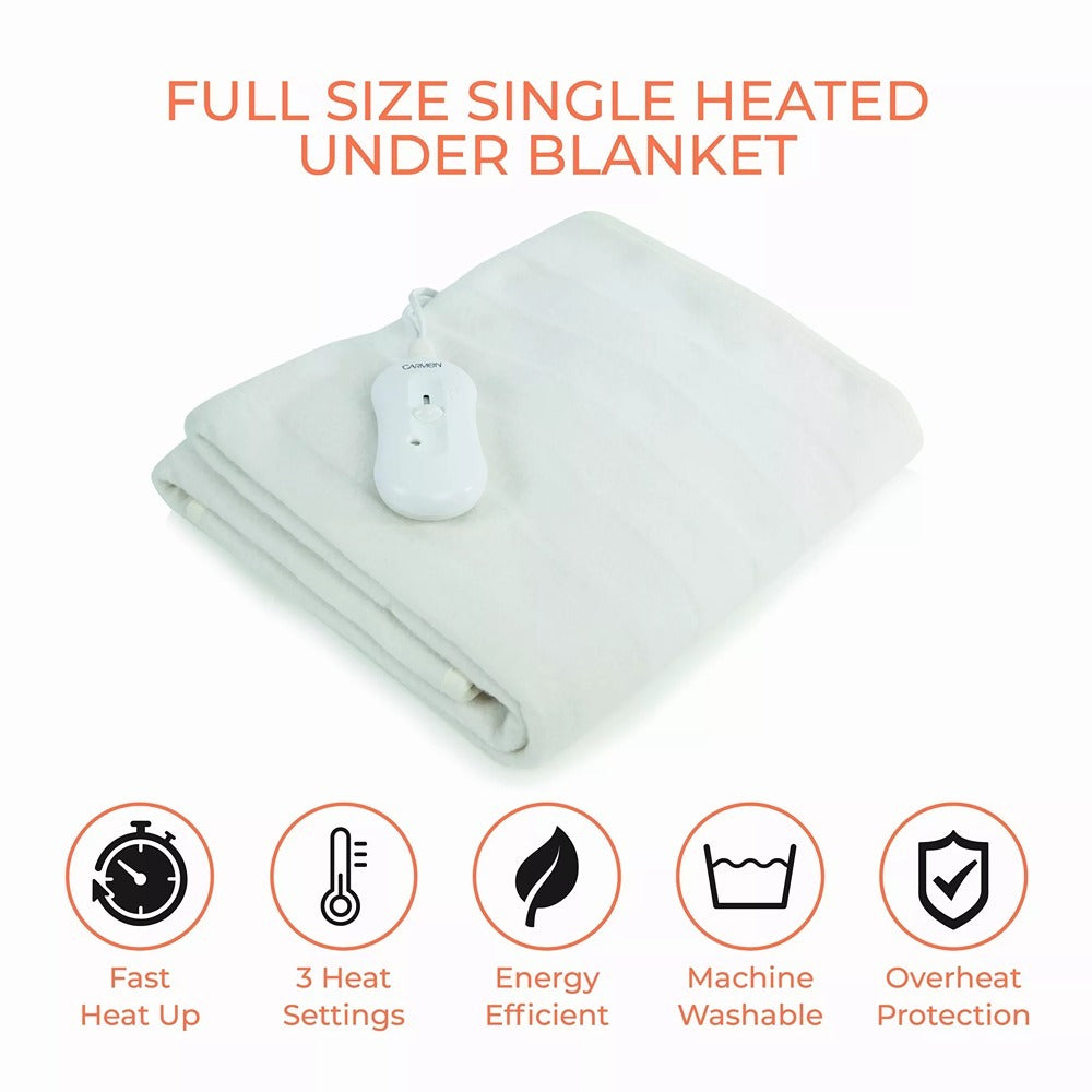 Single Heated Underblanket Electric Blanket | 135 x 65 cm, 3 Heat Settings