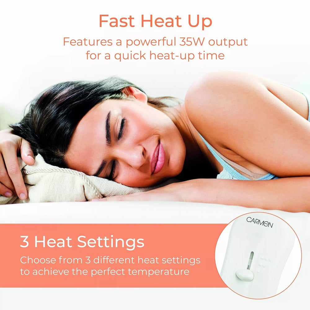 Single Heated Underblanket Electric Blanket | 135 x 65 cm, 3 Heat Settings