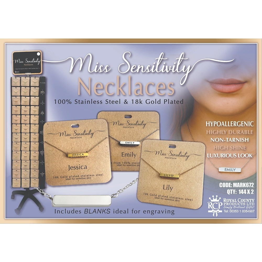 Miss Sensitivity Personalised Necklace - Stainless Steel - 18k Gold Plated