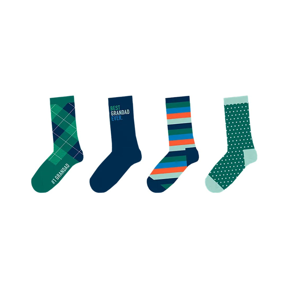 Best Dad Best Grandad Socks Gift Set | Pack of 4, Assorted Designs, UK 7–12