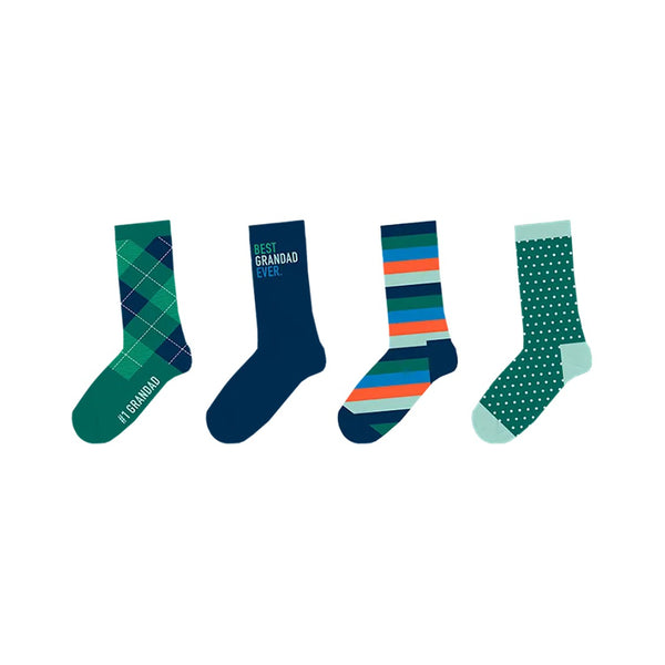 Best Dad Best Grandad Socks Gift Set | Pack of 4, Assorted Designs, UK 7–12