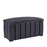 Strata Black Outdoor Garden Storage Box | 322L, Hinged Lid, Slatted Panels