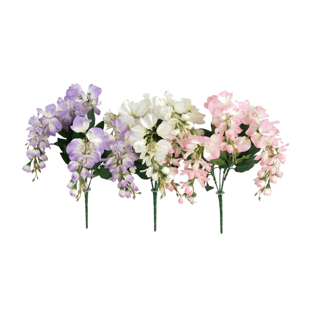 Artifical Wisteria Bush 3 Cols | 3 Assorted Colours