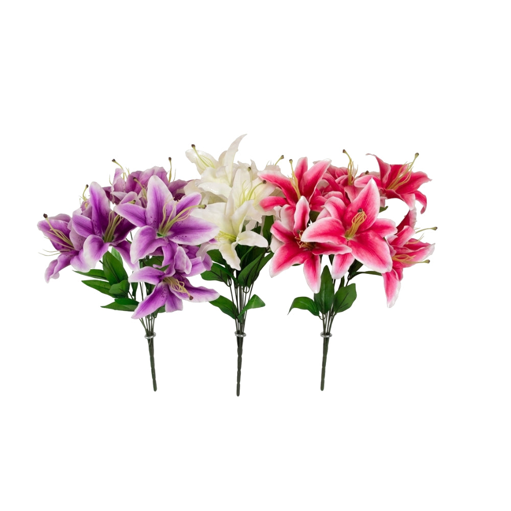 9 Head Lily Bouquet Assorted | 3 Cols | 3 Assorted Colours