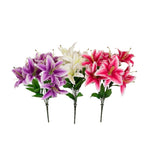 9 Head Lily Bouquet Assorted | 3 Cols | 3 Assorted Colours