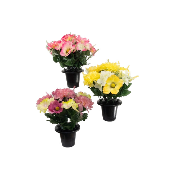 Hydrangea/Poppy Gravepot | 3 Assorted Colours