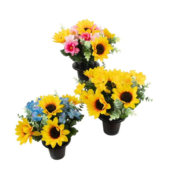 Sunflower/Hydrangea Gravepot | 3 Assorted Colours
