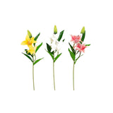 Artifical Lily Stems 3 Pack | 2 Head 1 Bud 3 Colours | 3 Assorted Colours