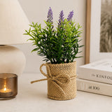 Assorted Artificial Lavender Flowers in Burlap Pot | Rope Bow