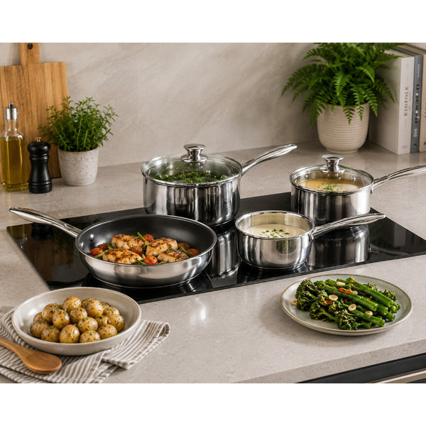 Russell Hobbs Classic Stainless Steel Saucepan Set | 5 Pieces, Induction