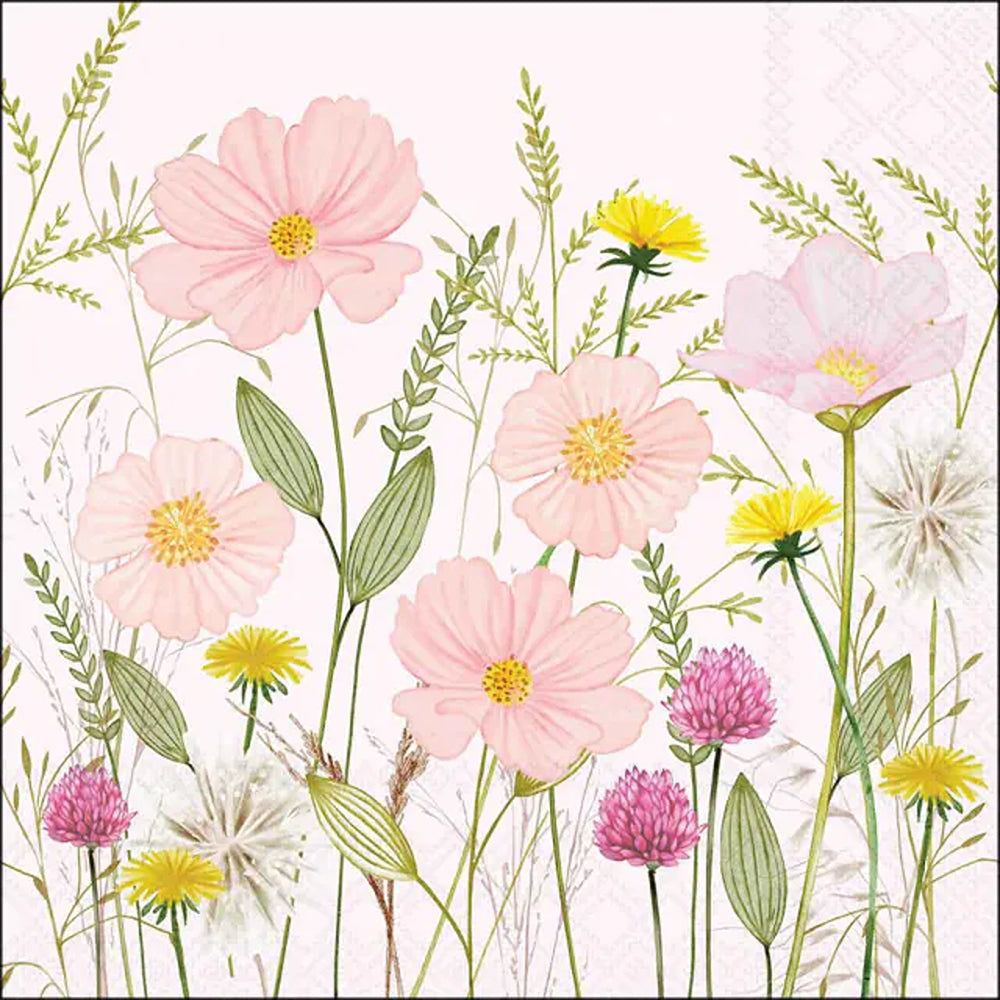 Ambiente Pastel Wildflower Pink Napkin | Botanical Design, Soft Pastels