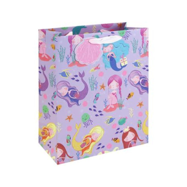 Large Mermaid Gift Bag | Pastel Underwater Design and Shell Gift Tag