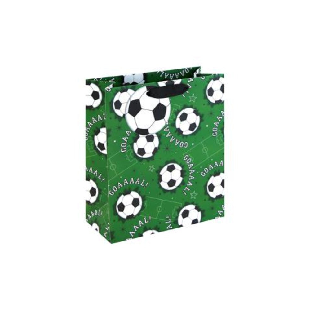 Football Medium Gift Bag | Green Pitch Design, Carry Handles