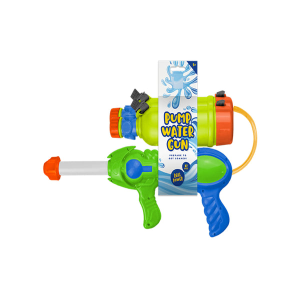 Pump Action Water Gun Toy - Assorted Colours, Large Tank, Ages 5+
