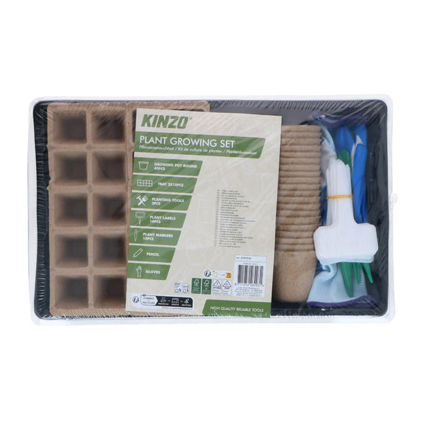 Kinzo Seed Starting Plant Growing Set | 68 Pieces, Trays, Pots, Tools