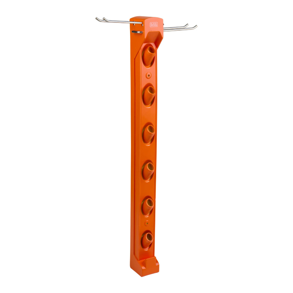 Black + Decker Vertical Garden Tool Rack Organiser | Slim Tower, Hooks