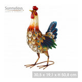 Sunnydays Multicolour Metal Rooster Garden Ornament | 30.5 x 19.1 x 50.8cm