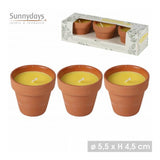 Sunnydays Citronella Candle in Terracotta Pot | Pack of 3, 5.5 x 4.5cm