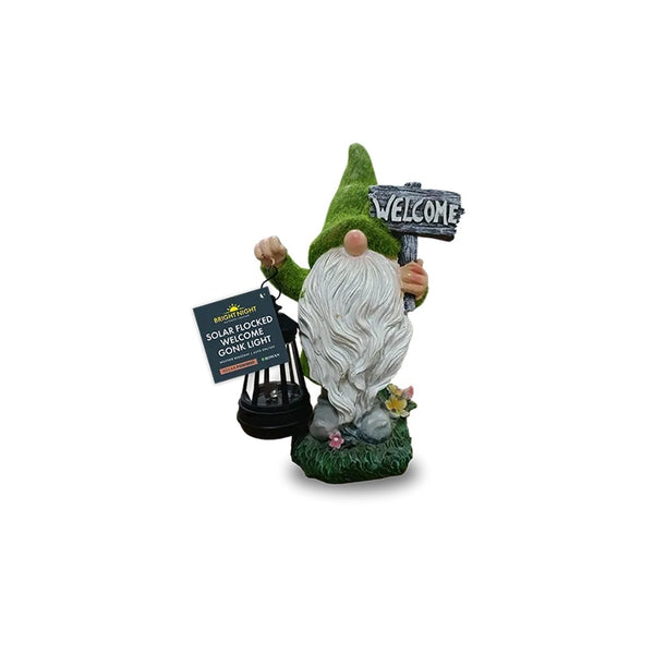 Flocked Welcome Gonk Solar Garden Light | 27cm, Outdoor Décor