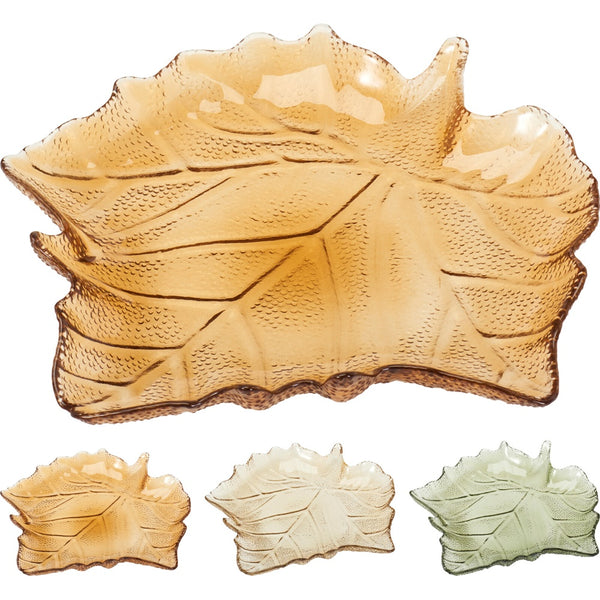 Glass Leaf Plate - Autumnal - 26cm