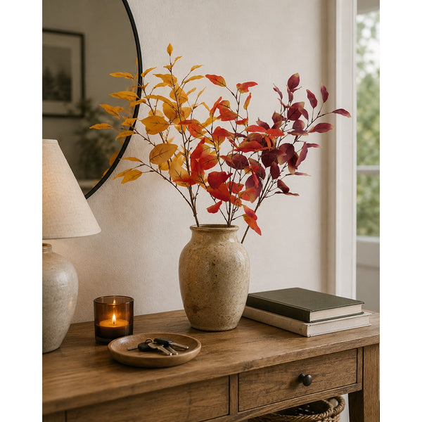 Large Decorative Eucalyptus Leaf Stems - 3 Assorted Autumnal Colours