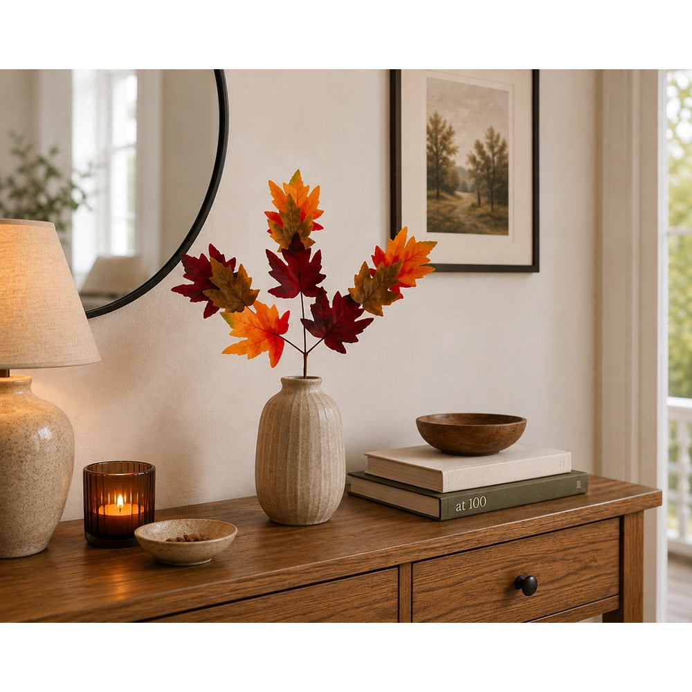 Decorative Artificial Autumn Maple Leaf Branch - 58cm, Assorted Colours