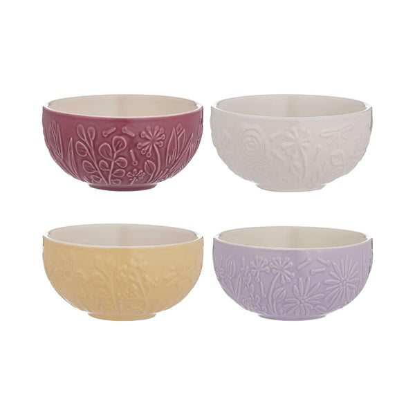 Kilner Embossed Mini Bowl Set | Pack of 4, Assorted Pastel Colours