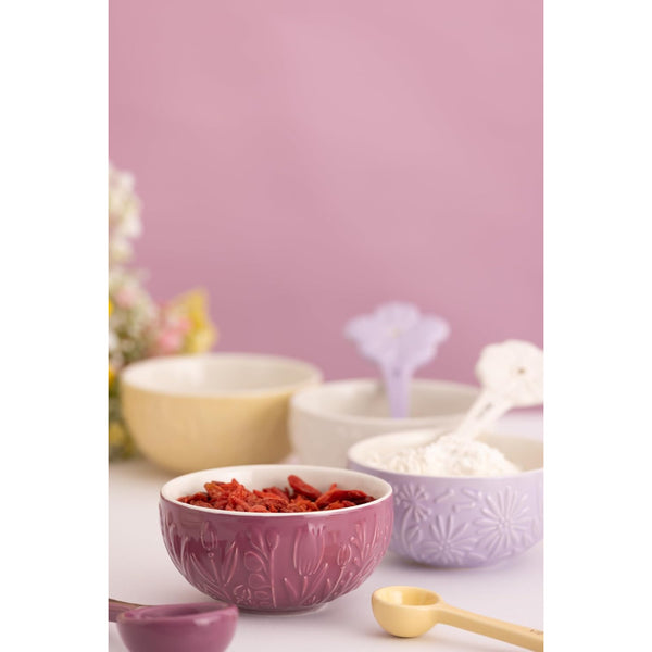 Kilner Embossed Mini Bowl Set | Pack of 4, Assorted Pastel Colours