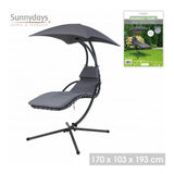 Sunnydays Hanging Lounge Chair with Canopy | Dark Grey, 170 x 103 x 193cm