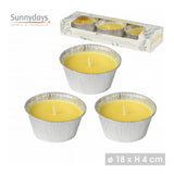 Sunnydays Citronella Candles in Aluminium Holders | 3 Pieces, Ø18 x H4cm