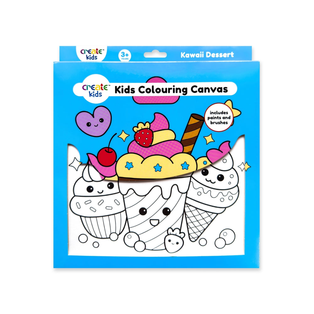 Creative Kids Dessert Colouring Canvas Set | 25 x 25cm, Paints and Brushes
