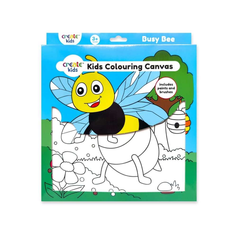 Creative Kids Busy Bee Colouring Canvas Kit | 25 x 25cm, Includes Paints