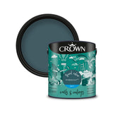 Crown Paint Endeavour Matt Wall and Ceiling Paint | Deep Blue-Green, 2.5L