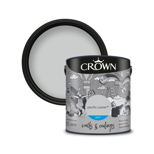 Crown Paint Pacific Oyster Matt Wall and Ceiling Paint | 2.5L