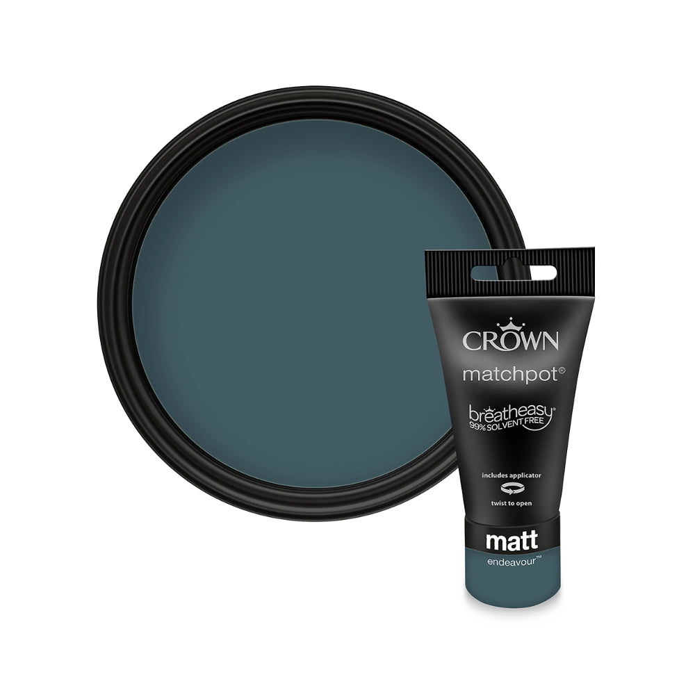 Crown Paint Endeavour Matt Matchpot Tester Paint | 40ml, Deep Blue-Green