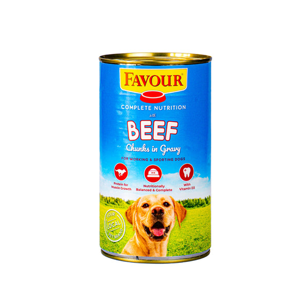 Favour Beef Chunks in Gravy Wet Dog Food | 1240g, Complete Nutrition