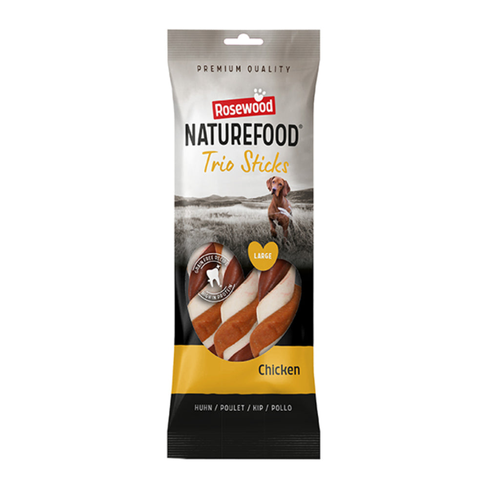 Rosewood Naturefood Chicken Trio Sticks Dog Chews | Large, Pack of 3, 240g