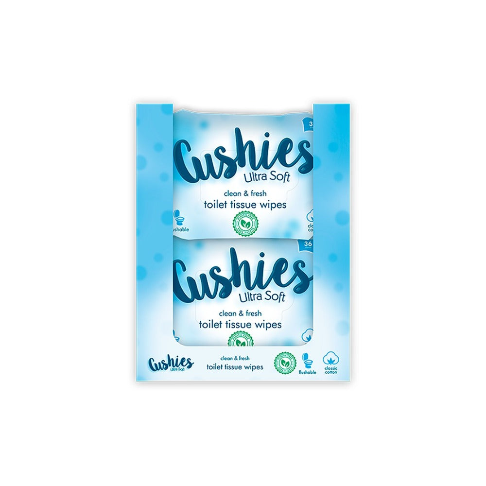 Classic Cotton Scent Flushable Toilet Wipes | Plastic-Free, Pack of 36