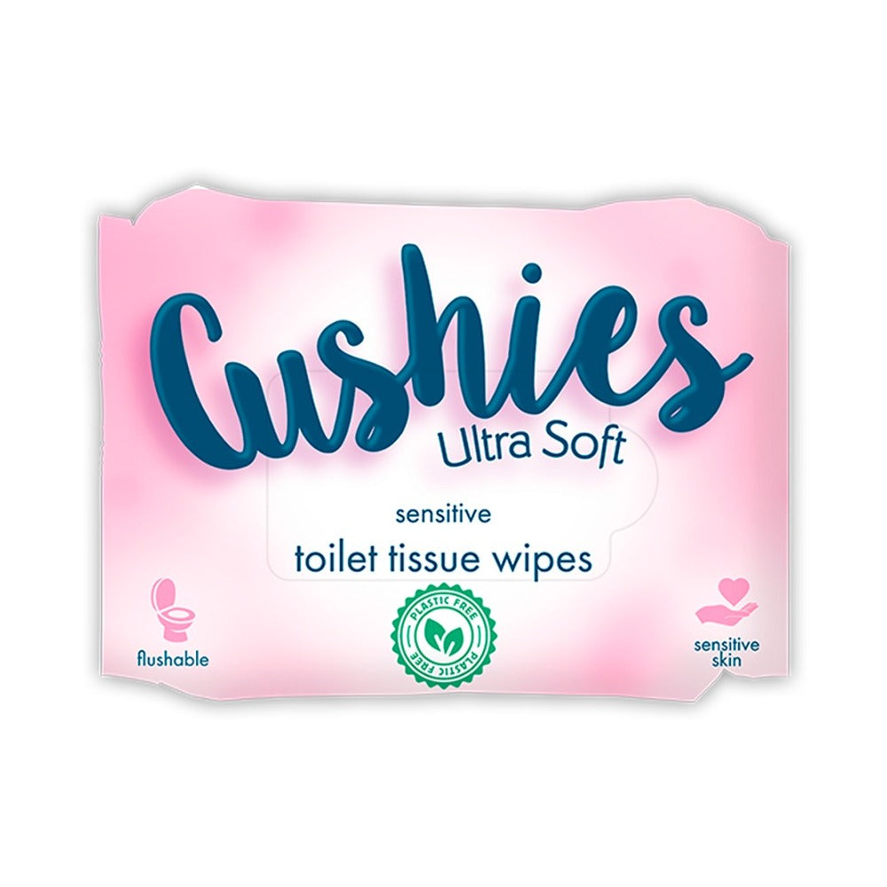Sensitive Ultra-Soft Flushable Toilet Wipes | Plastic-Free, Pack of 36