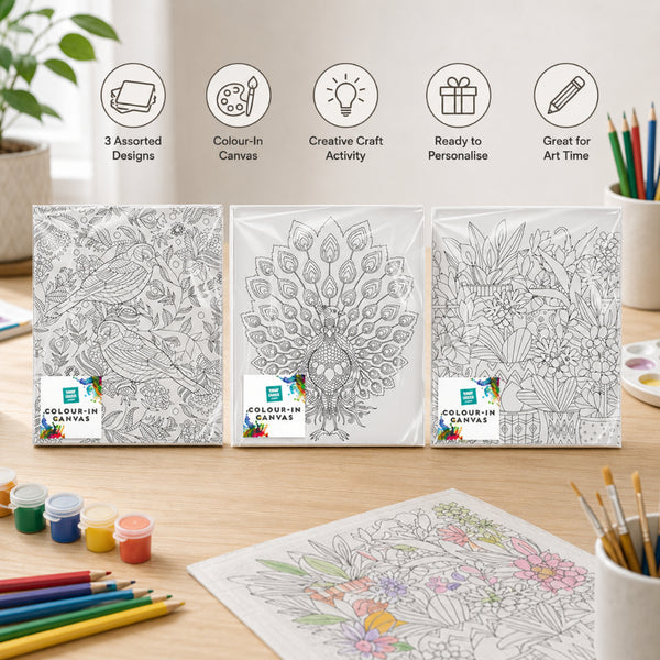 Colour-in Canvas Art Toy for Kids - Colouring and Craft Activity Set